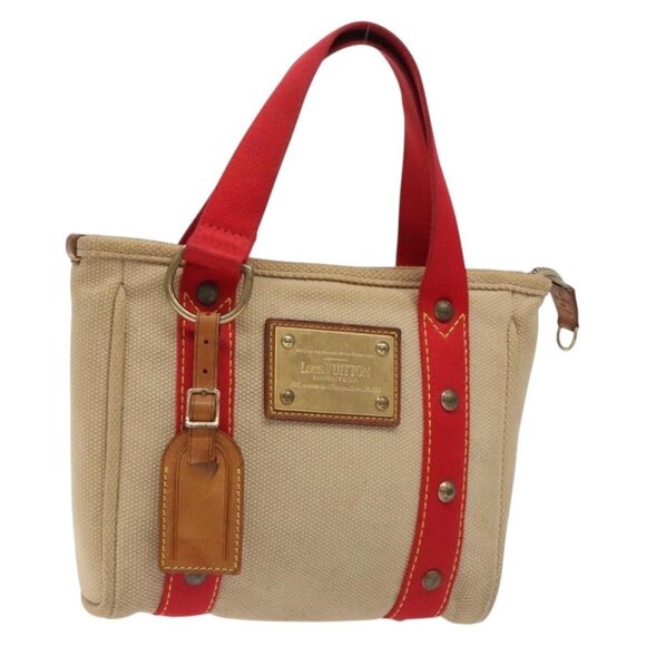 LOUIS VUITTON Antigua Cabas PM Hand Bag Red Beige M40038 LV Auth BA4135 - Picture 1 of 16